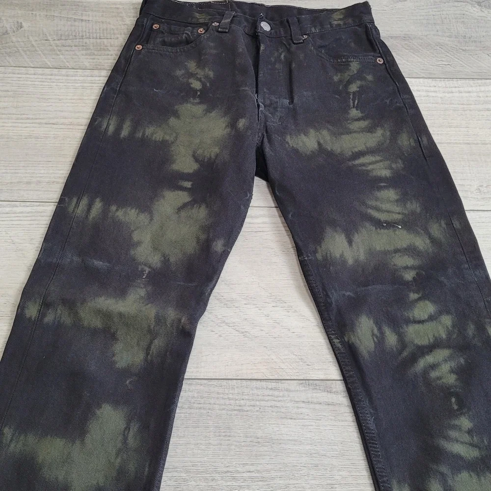 🖤Vintage Levi's XX Black Tie-Dye Jeans Men 27x30 Grunge Punk Camo Made USA 1996